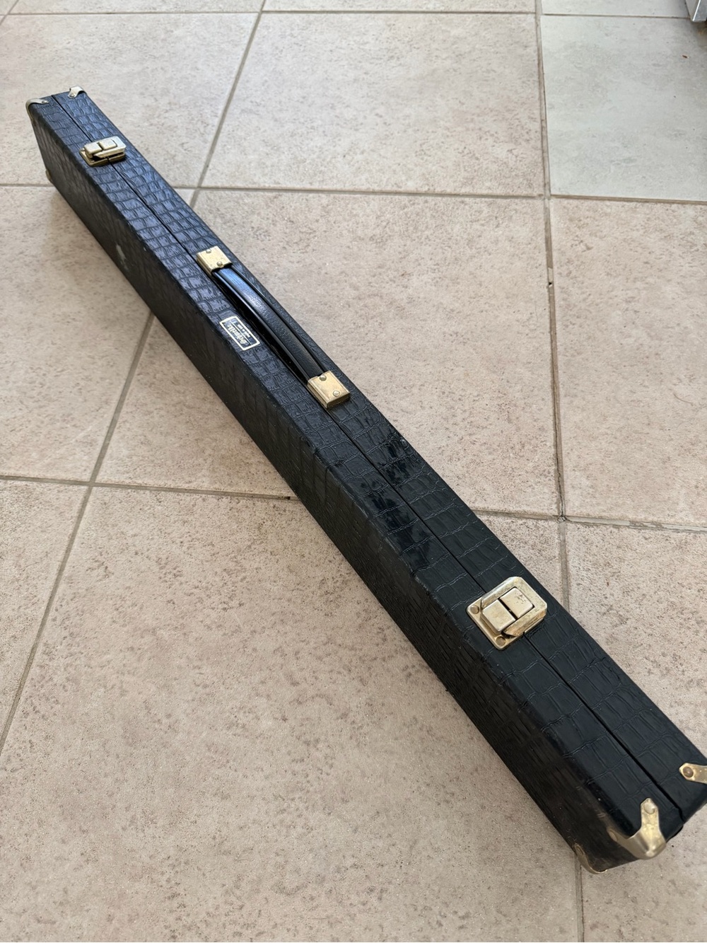 Custom Two-Piece Pool Cue with Decorative Wood Inlay and Grey Wrap with case - Picture 7 of 8